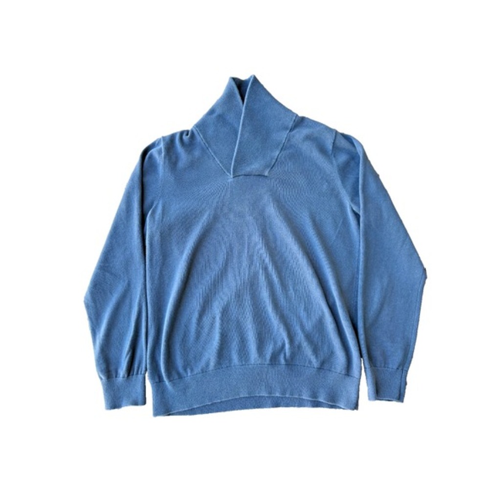 Banana Republic Sweater Mens‎ M Blue Shawl Neck Pullover Knit Preppy Classic